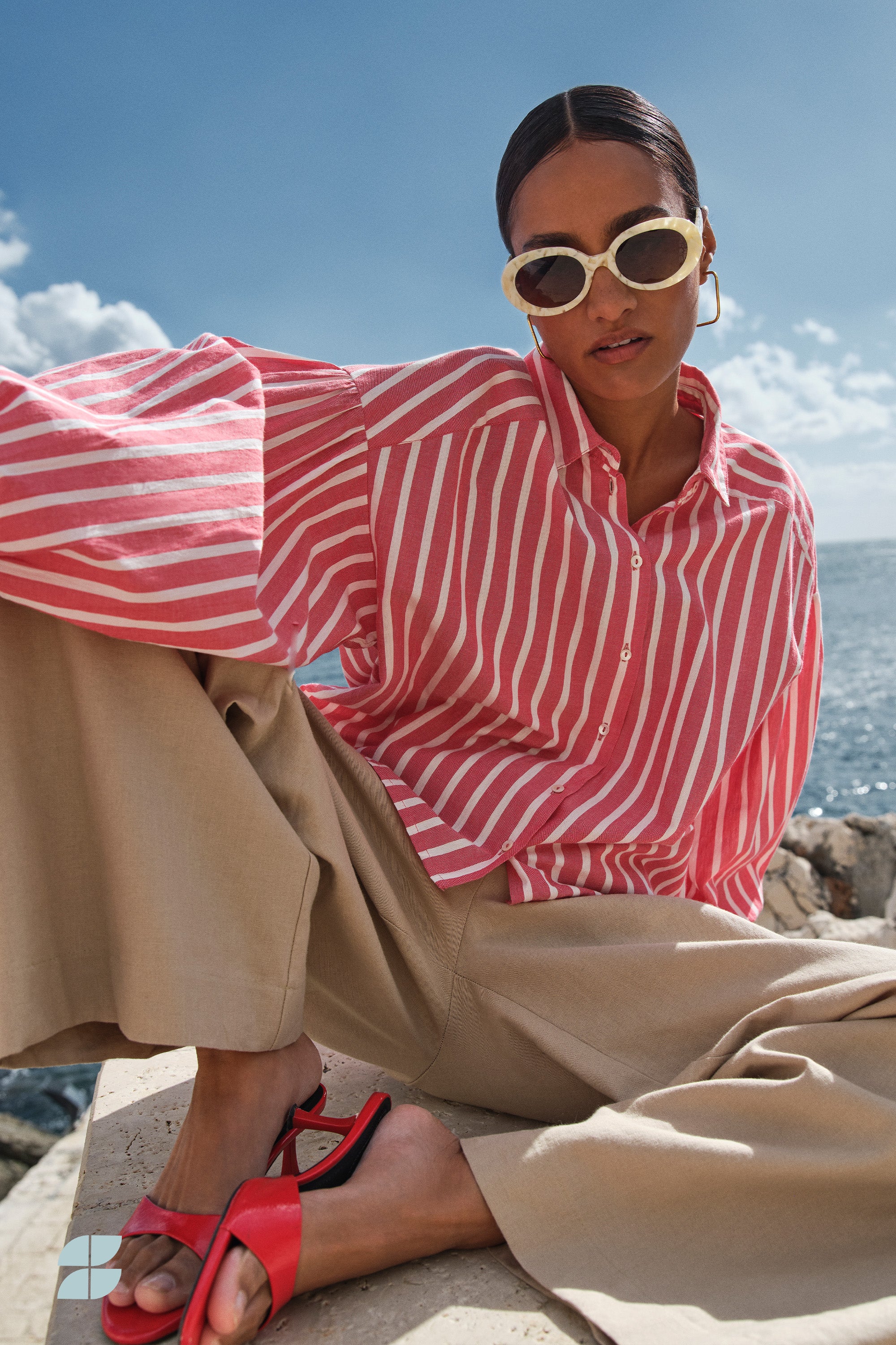 sarah short stripe blouse