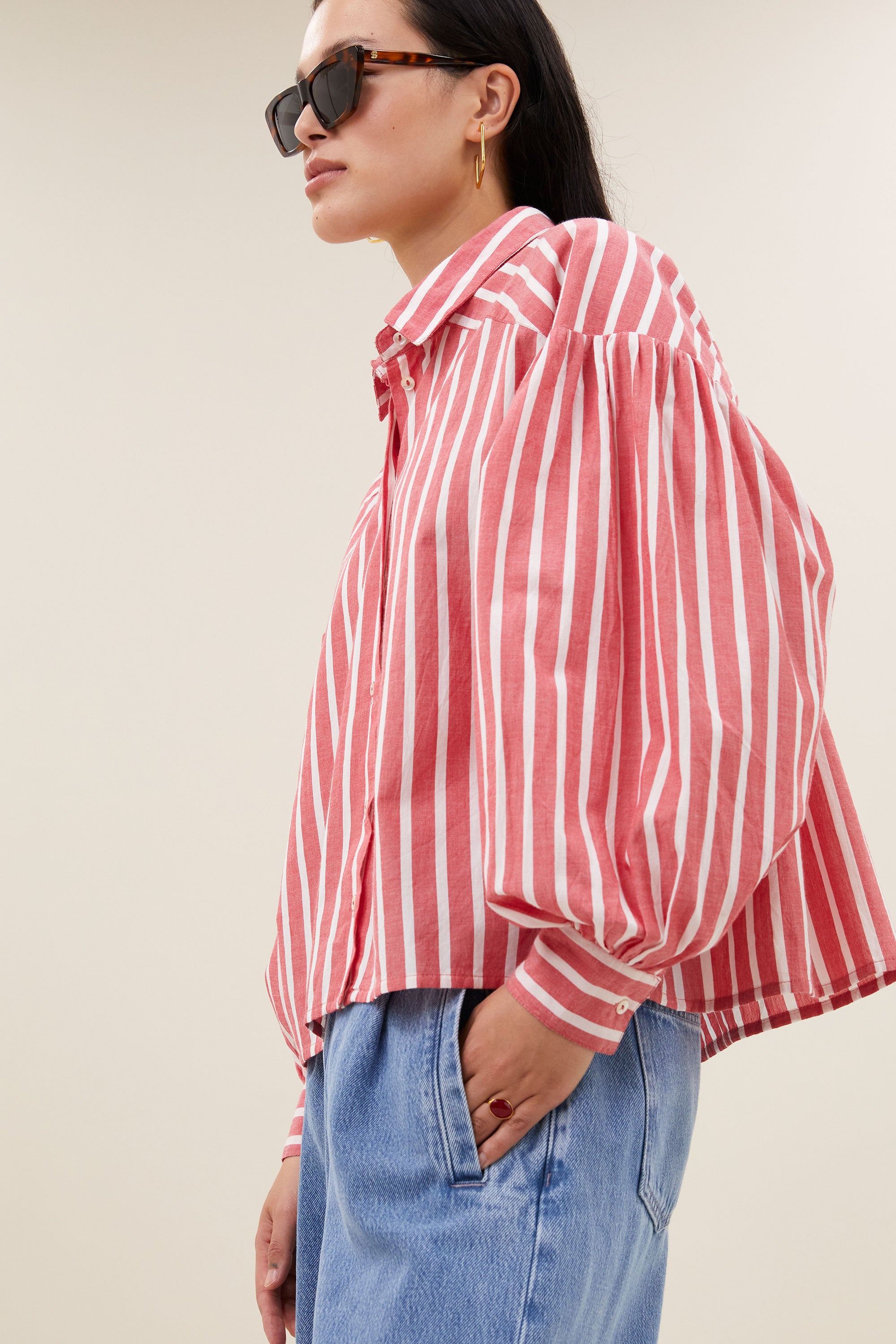 sarah short stripe blouse