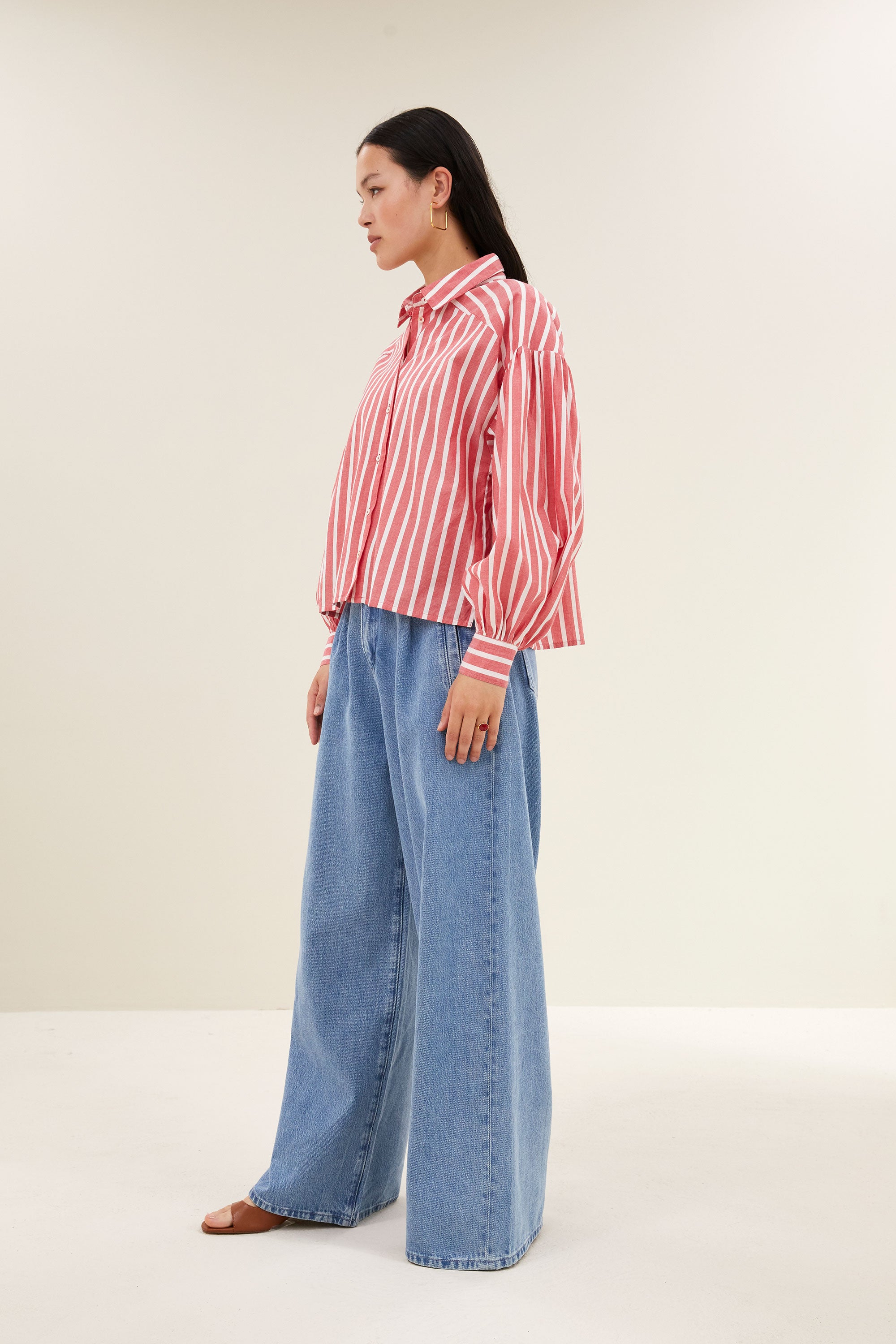 sarah short stripe blouse