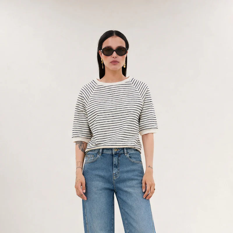 neva heavy jersey stripe top
