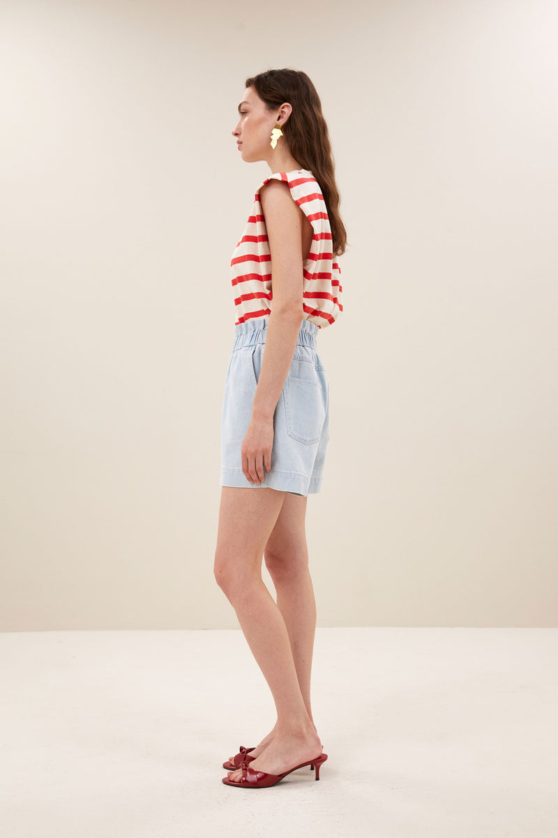 leon bleached denim short