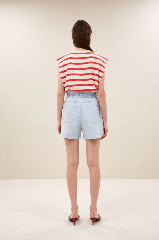 leon bleached denim short