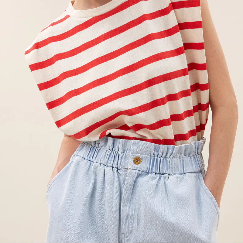 leon bleached denim short