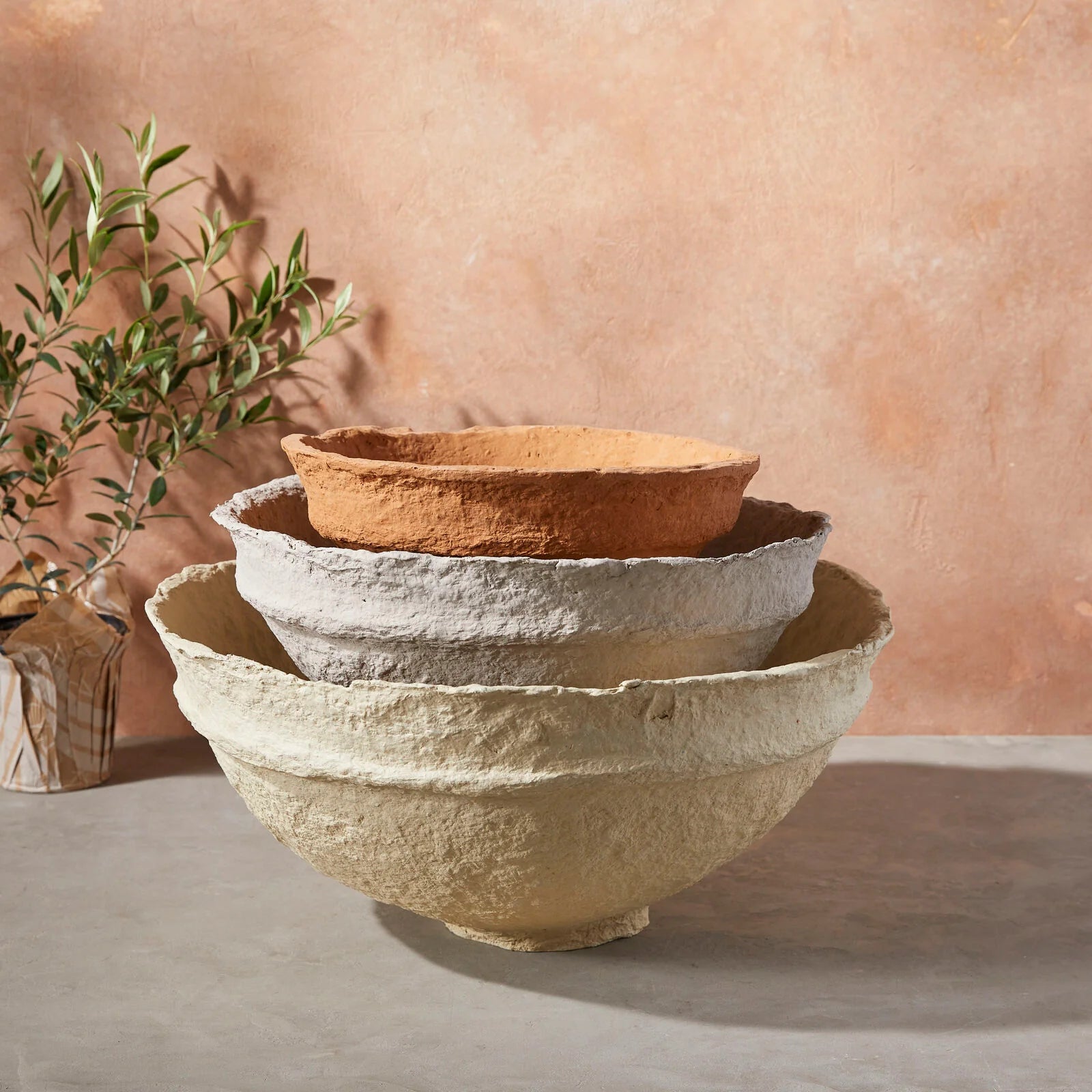 Koi Papier Maché Schaal M | RAW LINEN