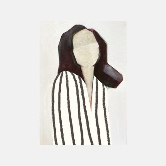 Postcard - Lady in Stripes Black