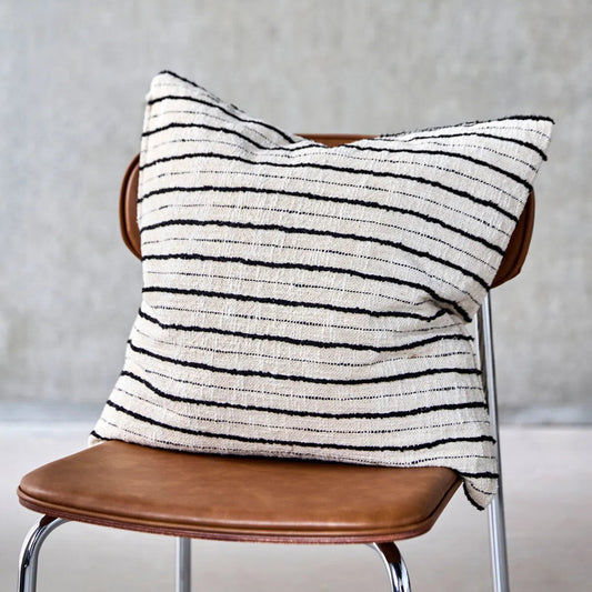 Kussenhoes Lines, Zwart/Off-White 50x50cm