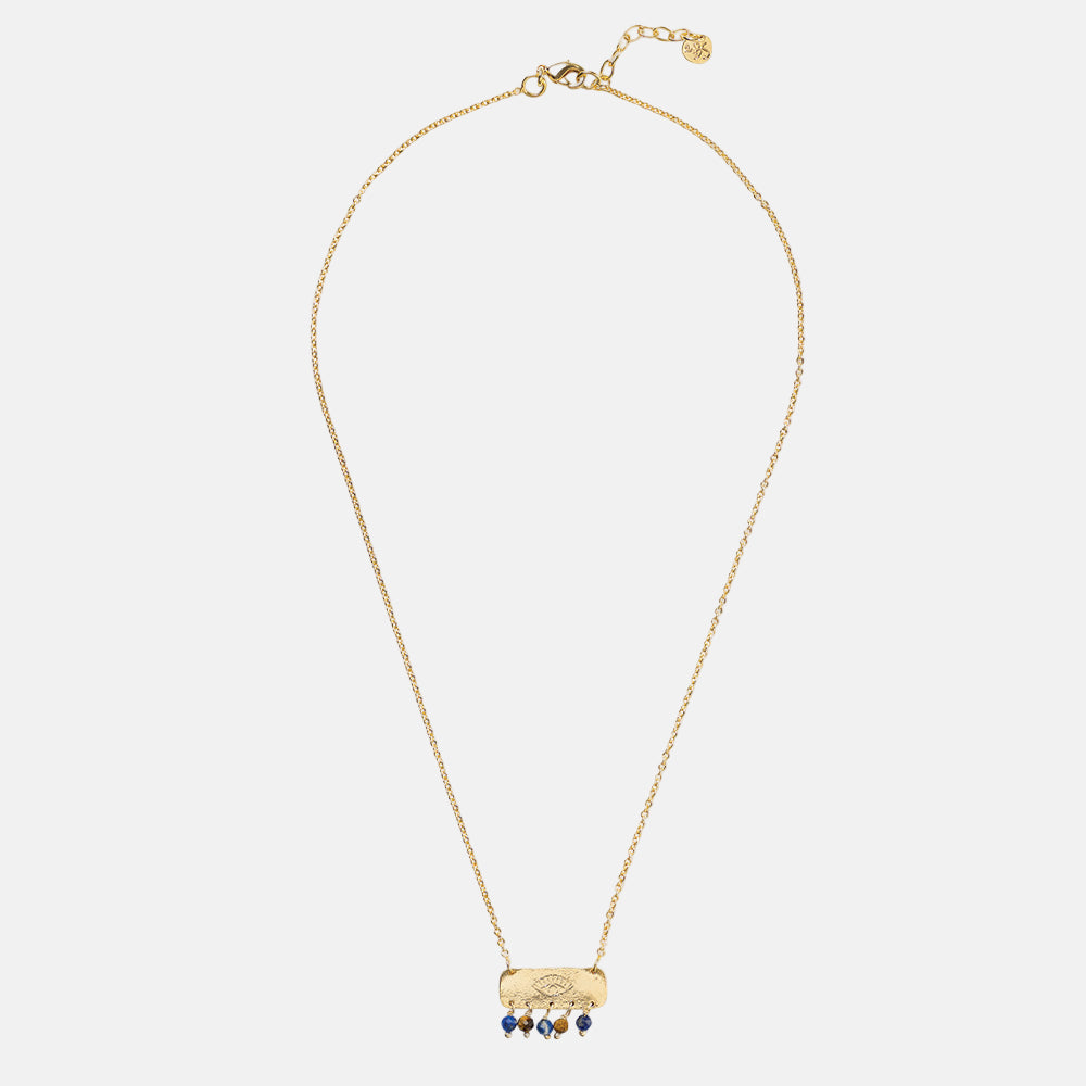 Sanity Lapis lazuli Tiger eye necklace gold chain