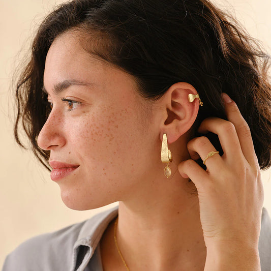 Wave Gemstone Ear Cuff Citrine GP