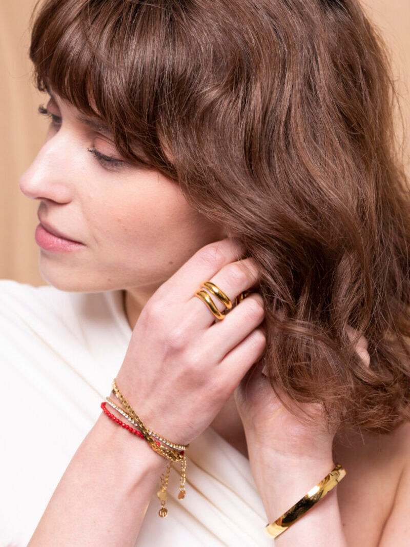 Armbandje met fijne gemstones / rood