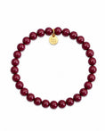 Load image into Gallery viewer, Armbandje met gemstone balletjes / aubergine
