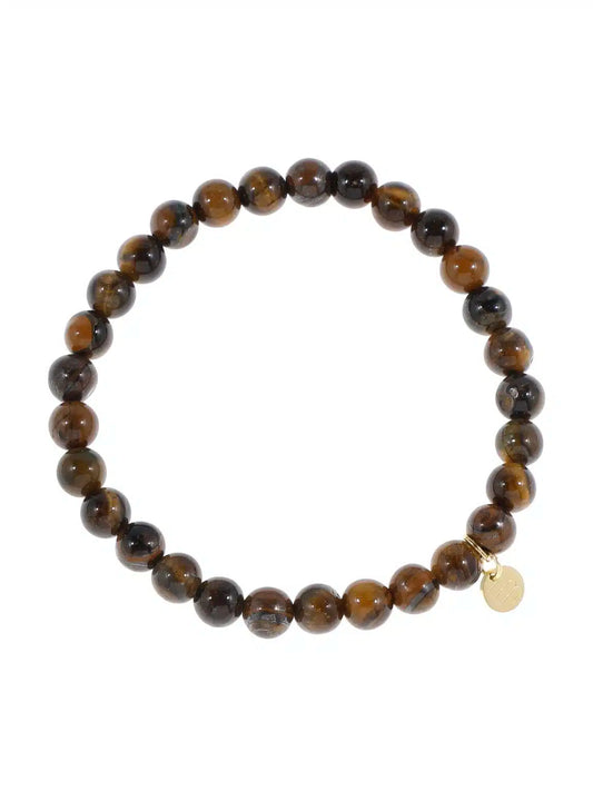 Armbandje met gemstone balletjes / bruin mêlée