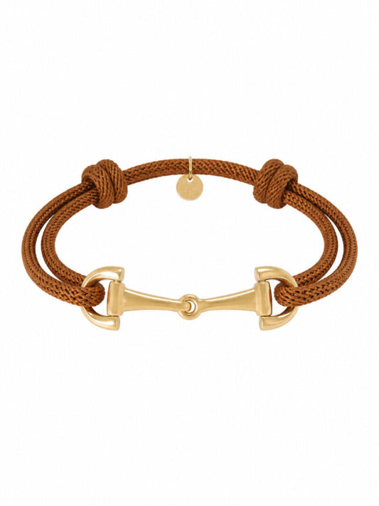 Armband met touw en gouden gesp / Camel