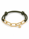 Afbeelding laden in Galerijviewer, Armband met touw en gouden schakels / army green
