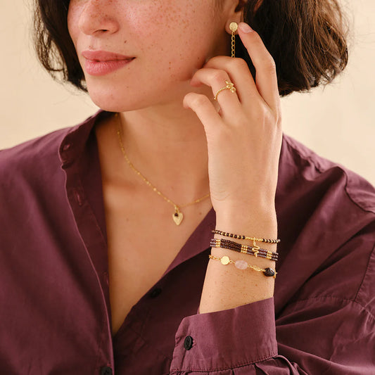 Hoping garnet bracelet gold chain