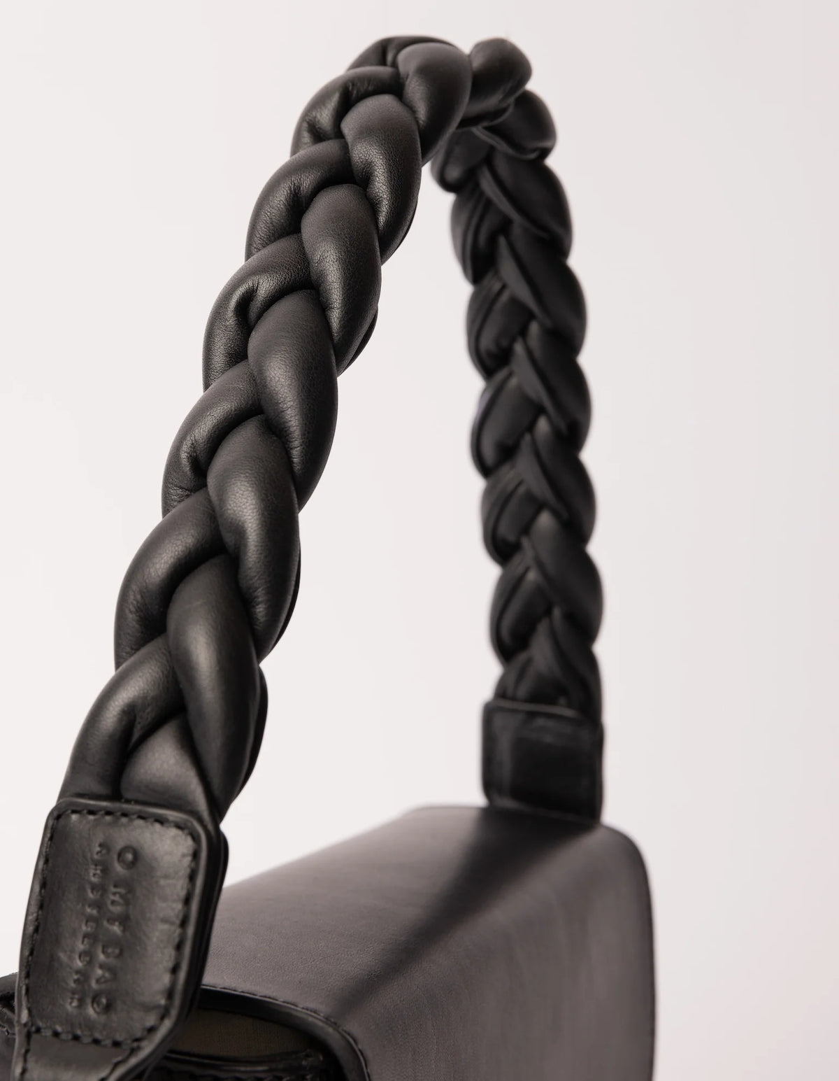 Braided Shoulder Strap - Black Soft Grain Leather