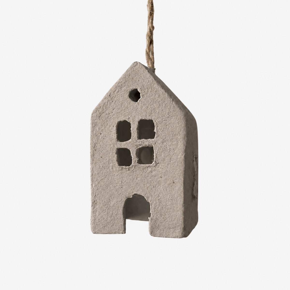 Kerstbal-huisje GRIJS | Cotton-Maché