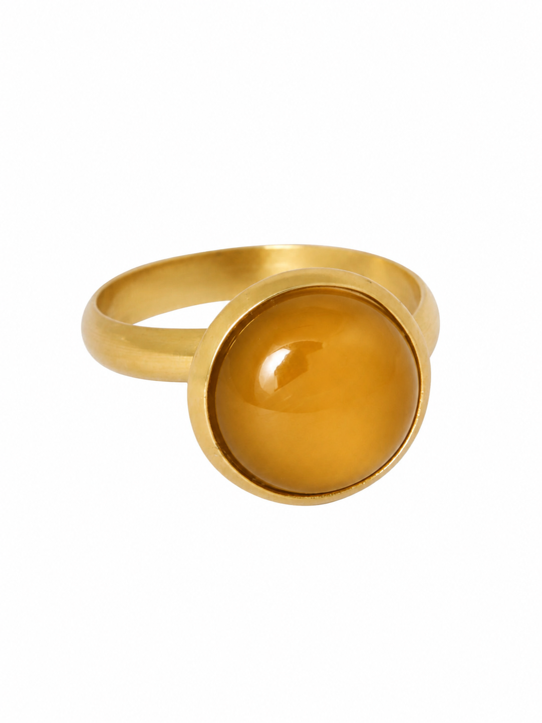 Ring met gemstone in strakke zetting (1cm) / honey