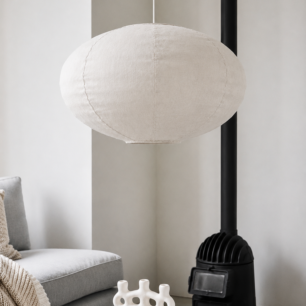 Linnen hanglamp UFO White