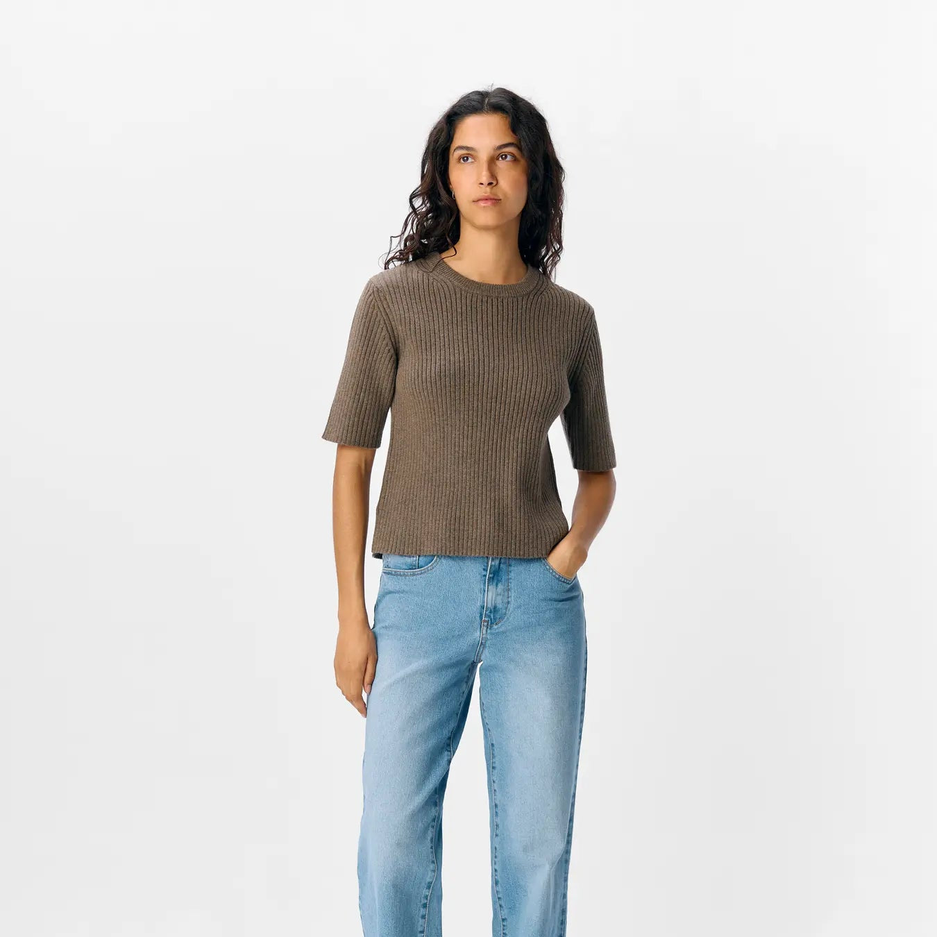 OBJELVA 2/4 RE O-NECK KNIT NOOS