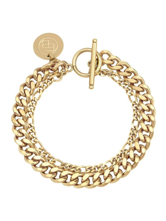 Dubbele schakelarmband met grote munt