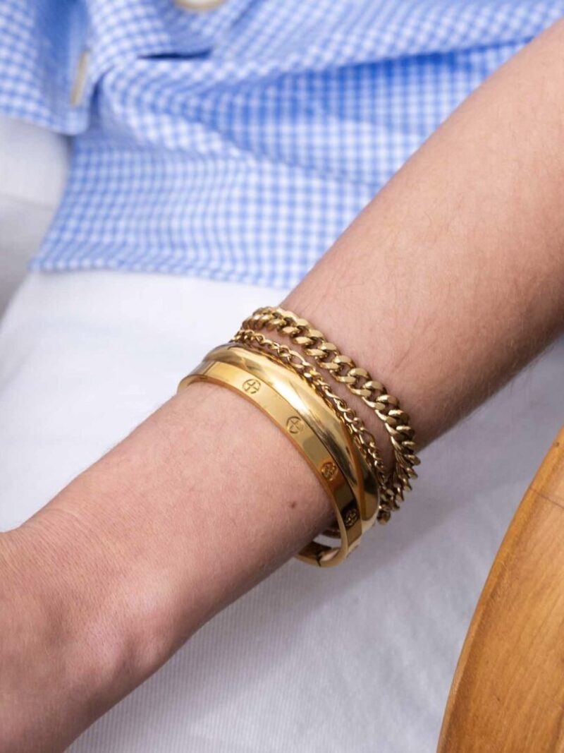 Dubbele schakelarmband met grote munt