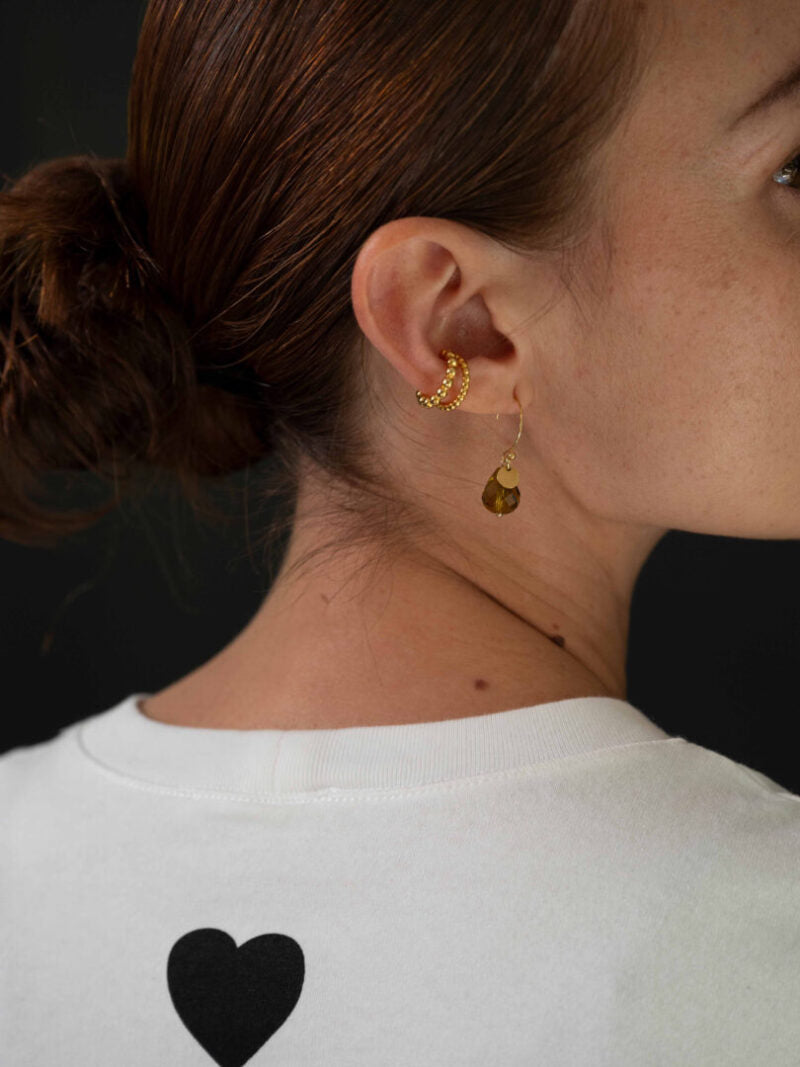 Facet drops oorbellen / olijf