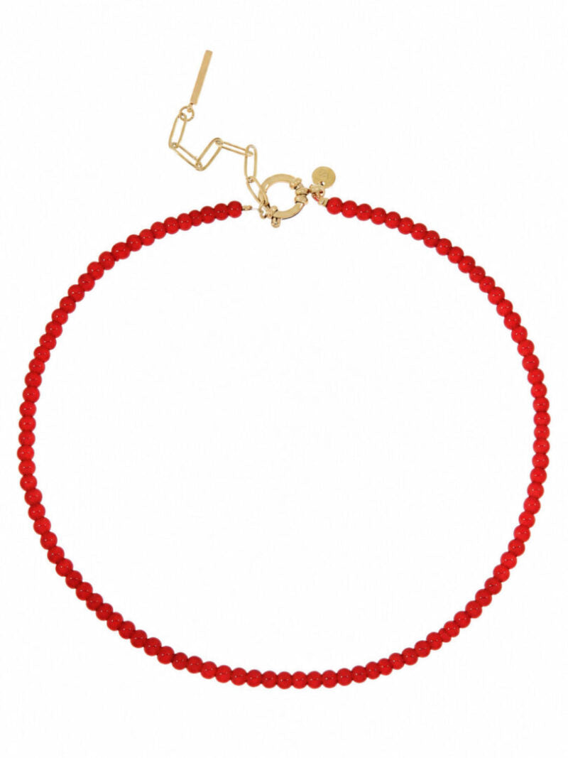 Fijne edelsteen ketting / burnt orange