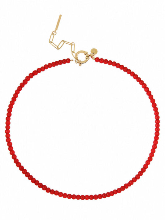 Fijne edelsteen ketting / burnt orange