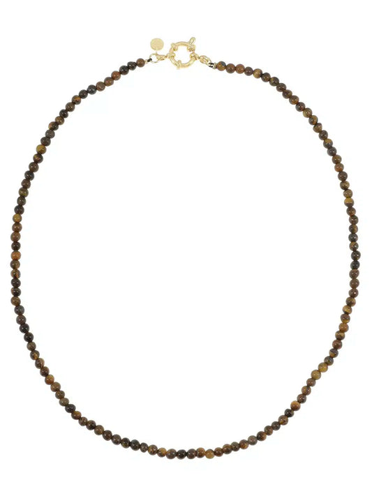 Fijne gemstone ketting / bruin-mêlée