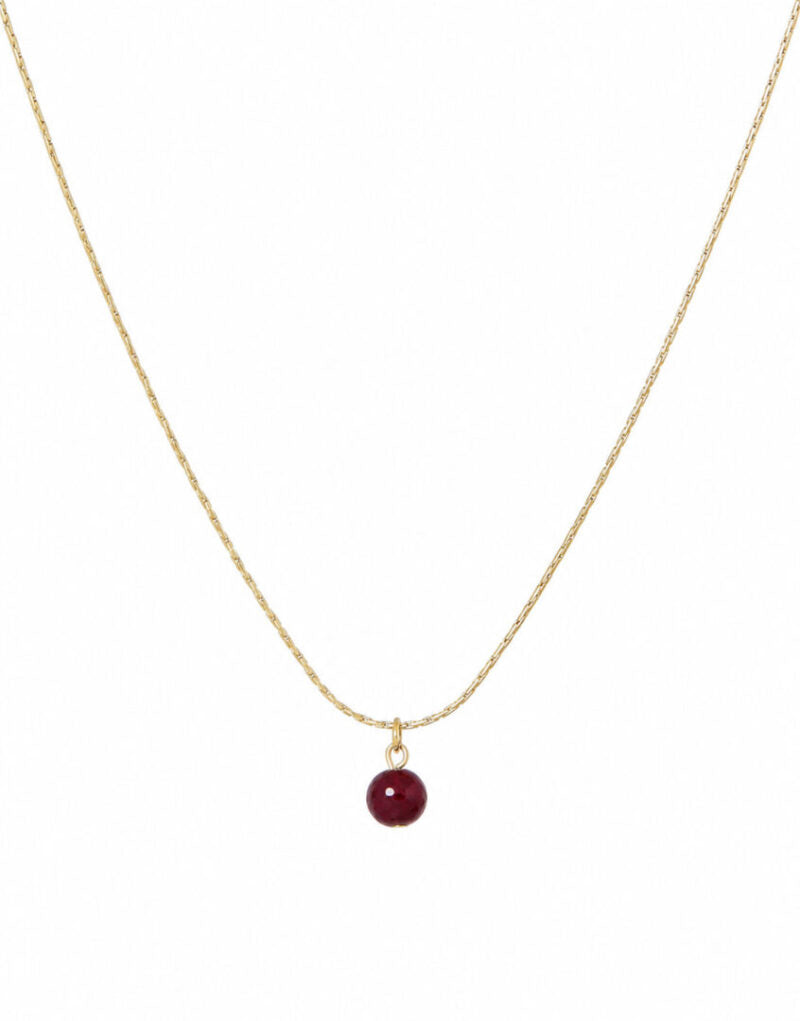 Fijn kettinkje met gemstone balletje / Bordeaux