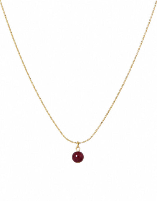 Fijn kettinkje met gemstone balletje / Bordeaux