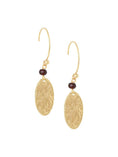Load image into Gallery viewer, Gehamerde ovale oorbellen met gemstone / bordeaux
