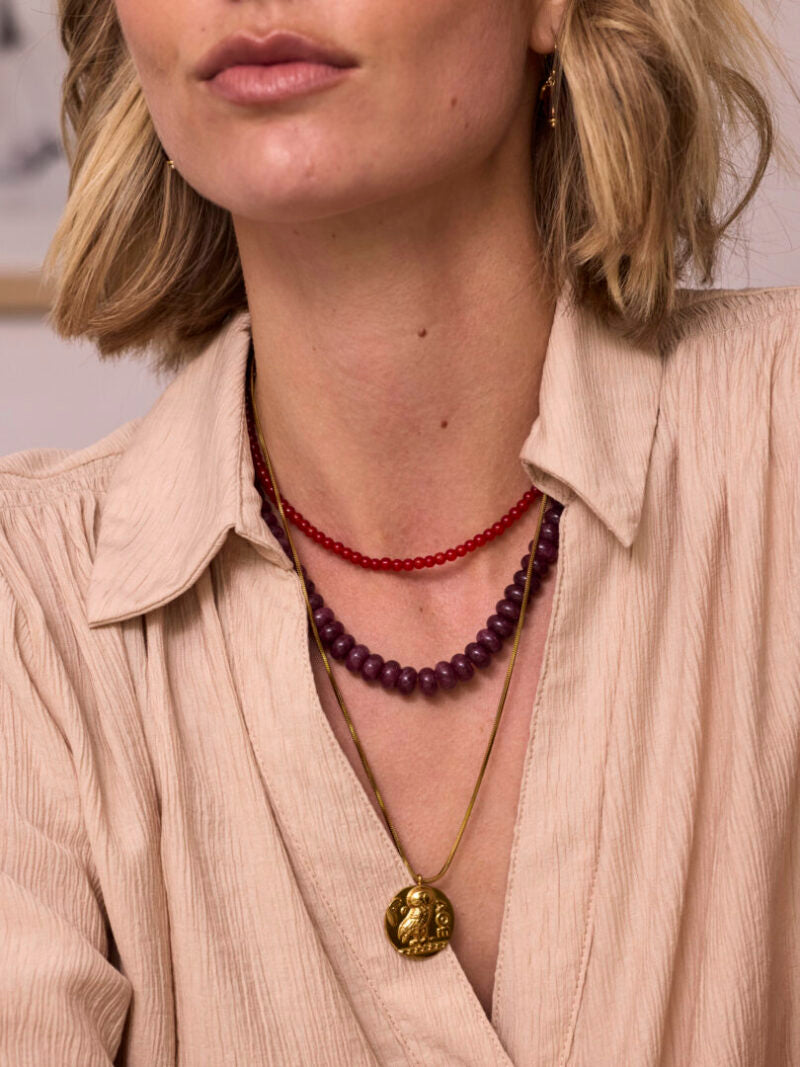Gemstone ketting / aubergine