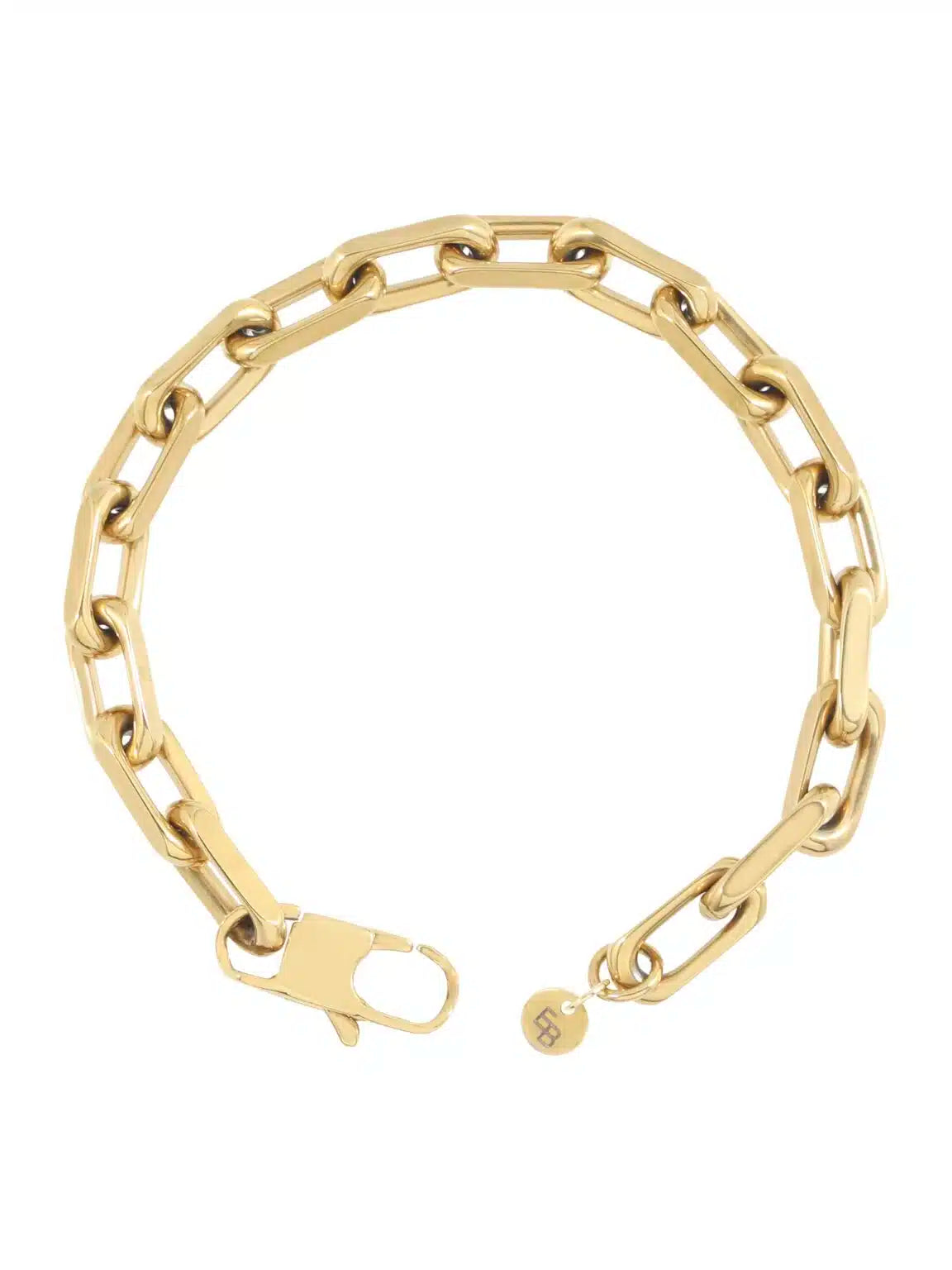 Grove ovale schakelarmband verguld
