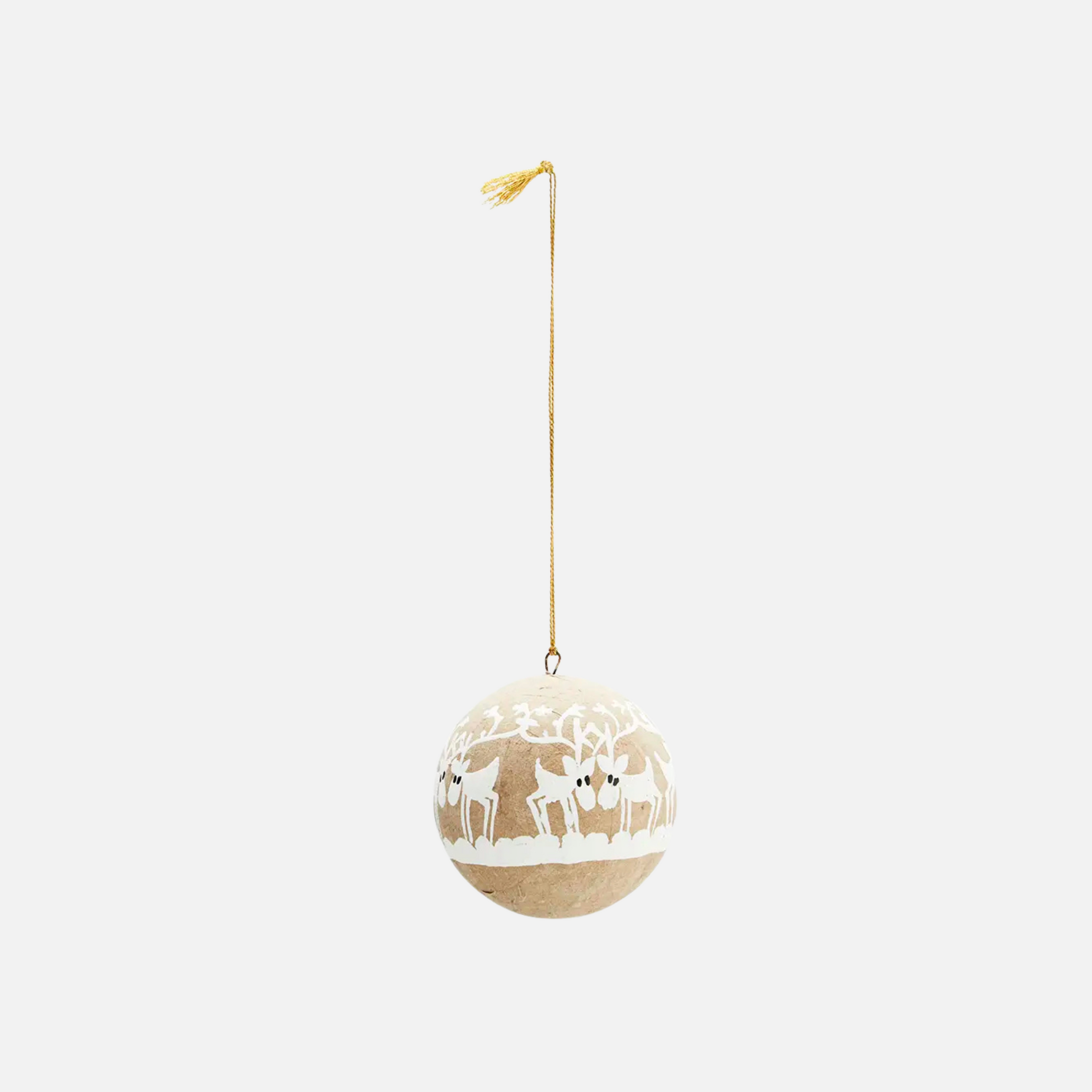 Hand getekende paper mache ball Wit
