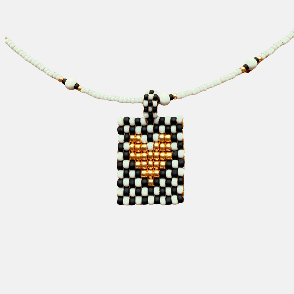 Cils Beaded HEART Necklace Long | Gold Heart