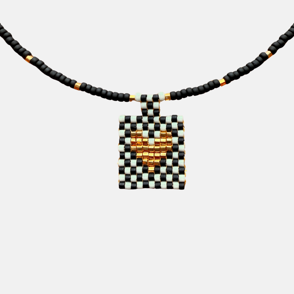 Cils Beaded HEART Necklace Short | Gold Heart