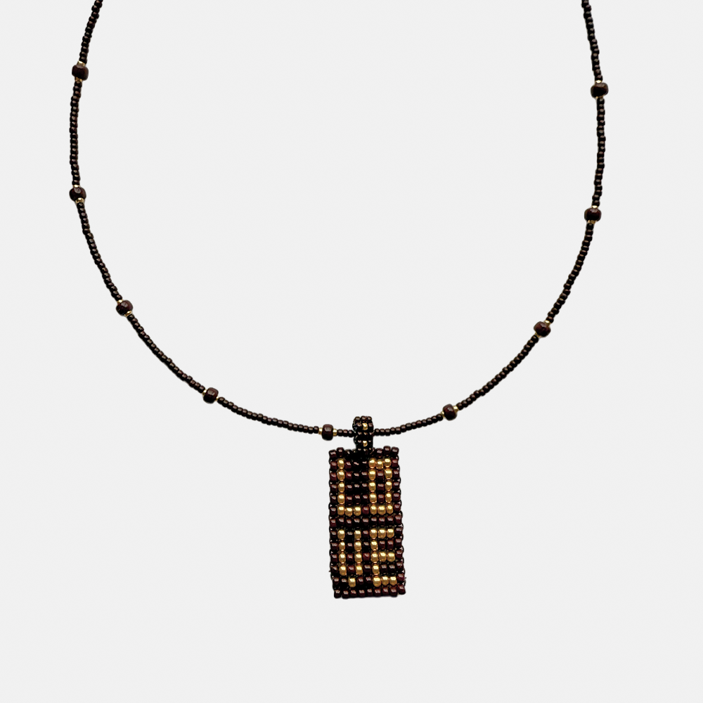 Cils Beaded LOVE Necklace Long | Brown Gold