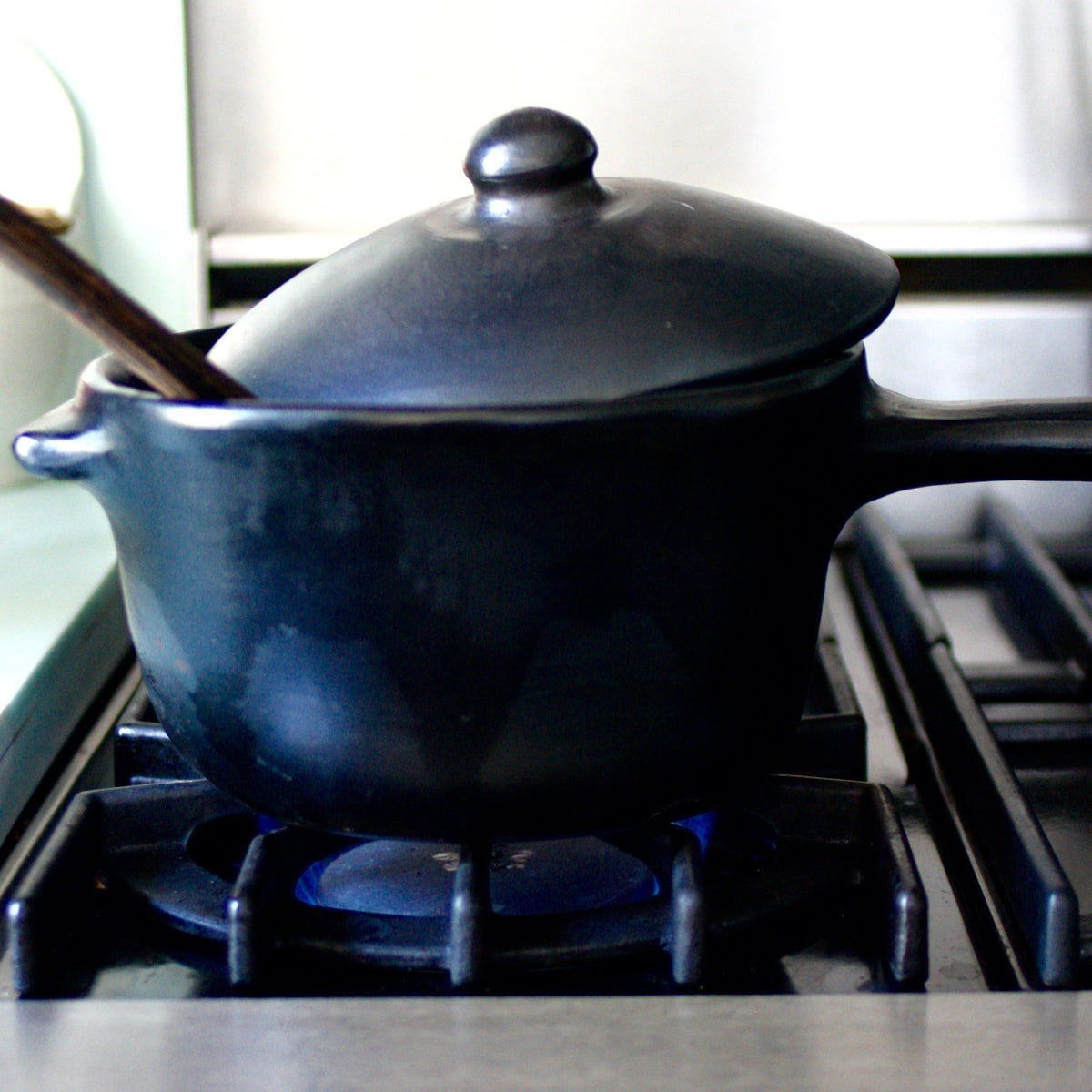 Black Pottery Steelpan Met Handgreep | CH165.2