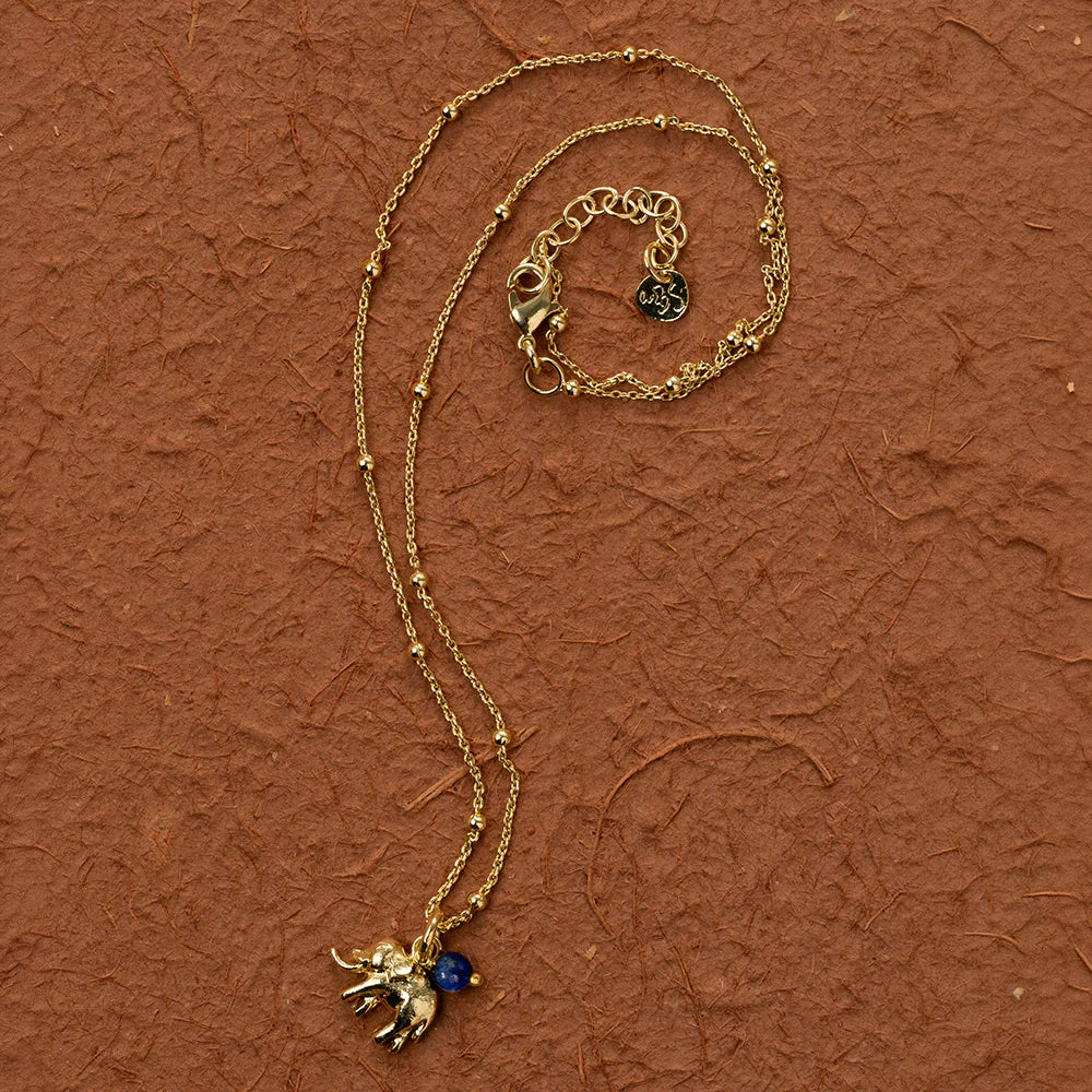 Instinct Elephant Lapis Lazuli Necklace GP