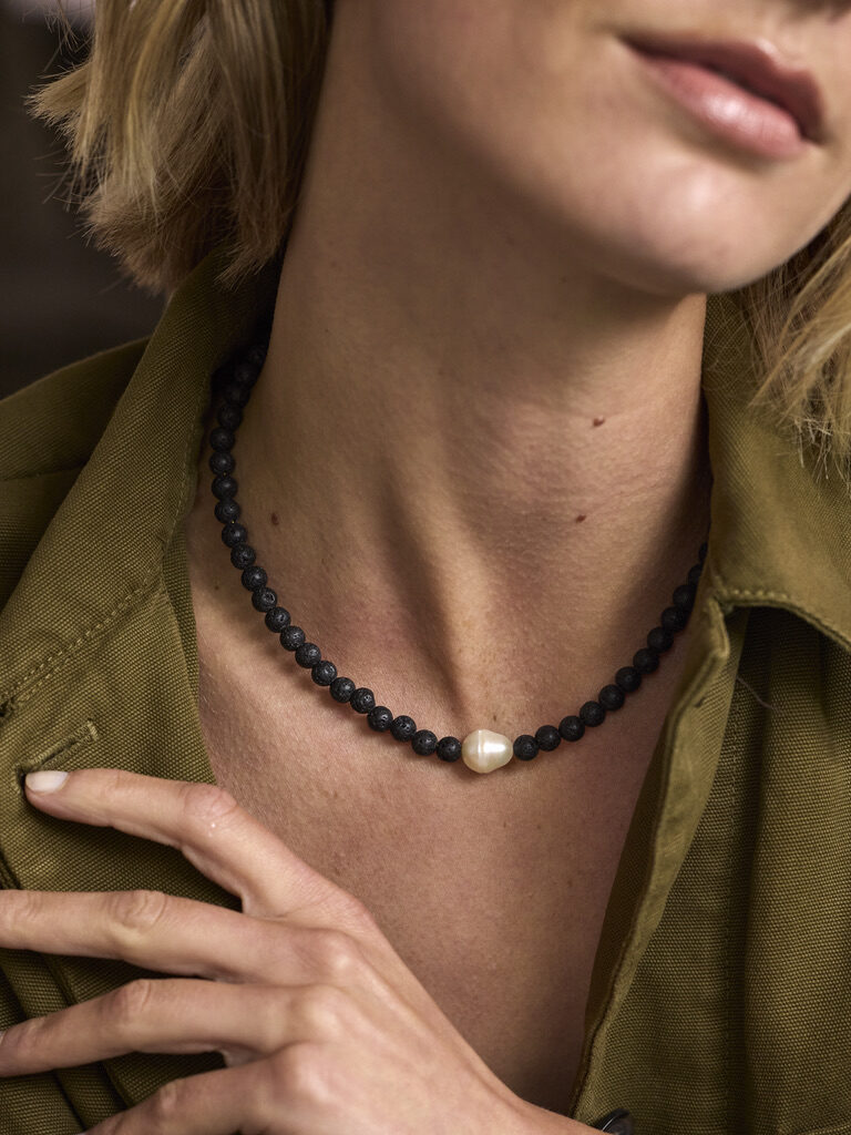 Ketting met gemstone en zoetwaterparel