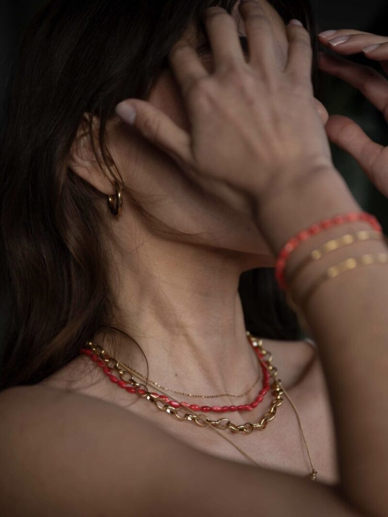 Kort ketting met grove ovale schakels
