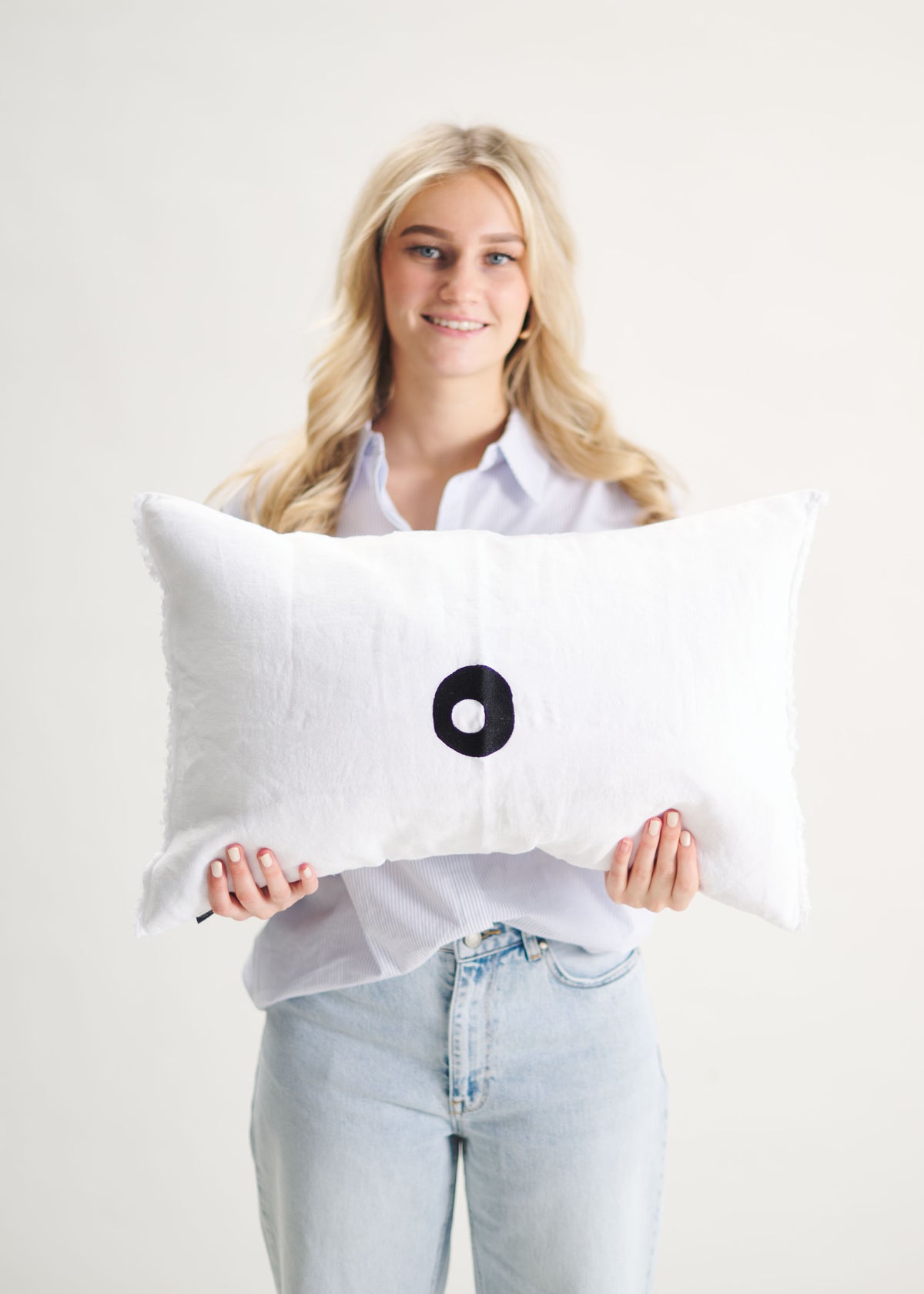 Kussenhoes Wit Circle Zwart