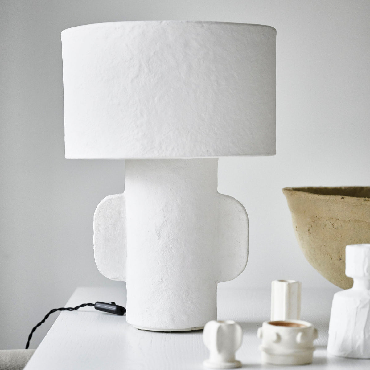 Tafellamp S Wit Papier Mache
