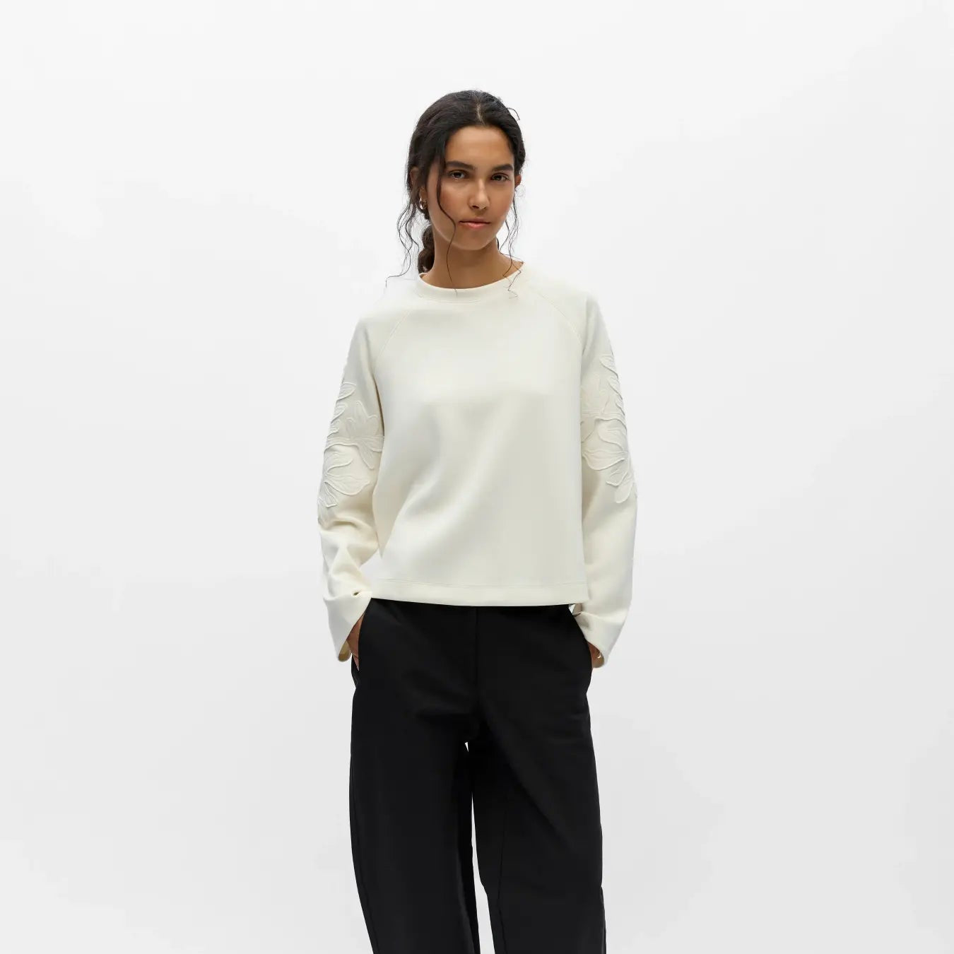 OBJANDREA RE L/S O-NECK EMB TOP NOOS