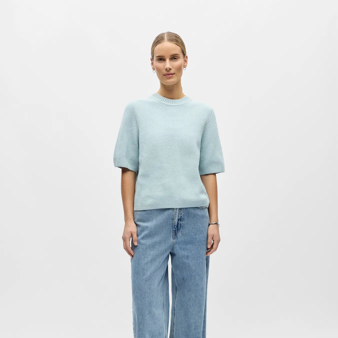 OBJFLO S/S RE KNIT PULLOVER NOOS