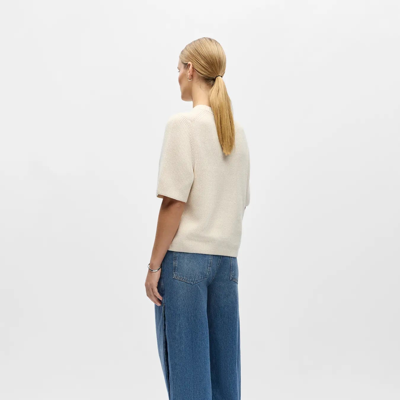 OBJFLO S/S RE KNIT PULLOVER NOOS