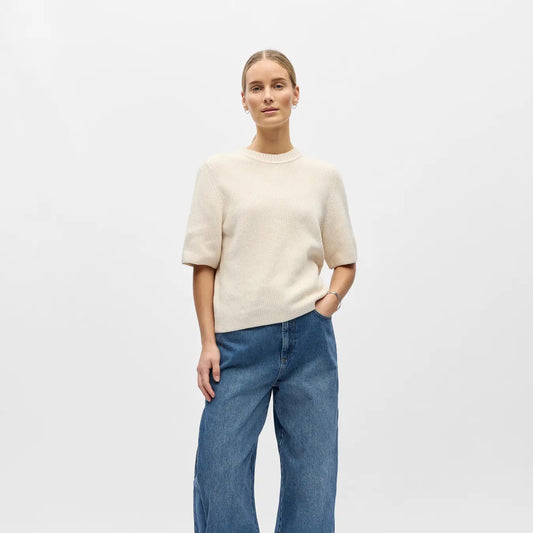 OBJFLO S/S RE KNIT PULLOVER NOOS