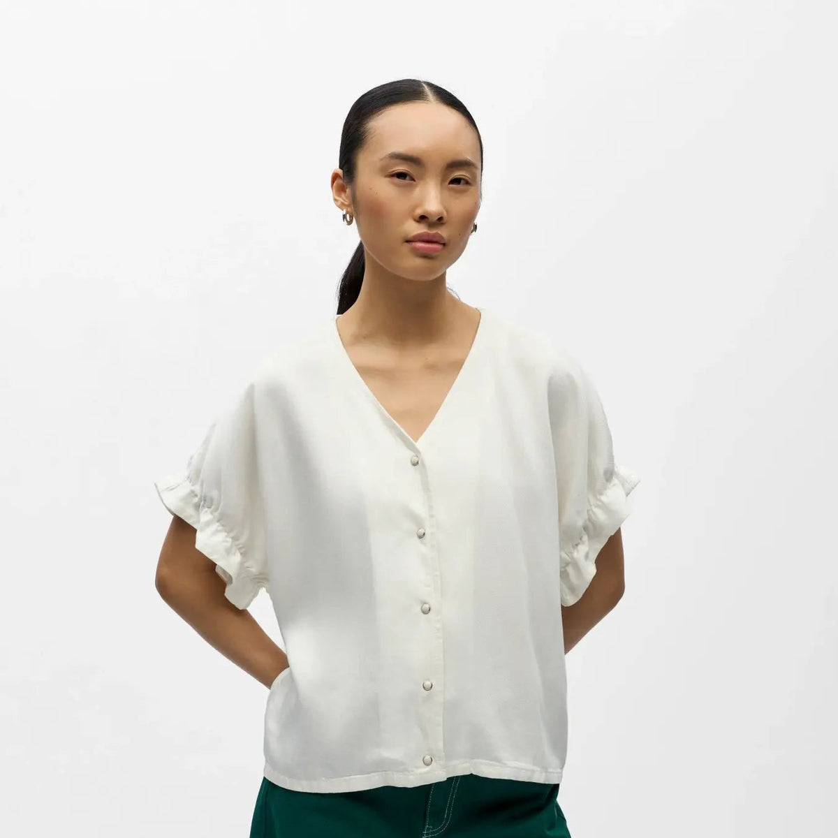 OBJFRAME 2/4 V-NECK RE TOP NOOS