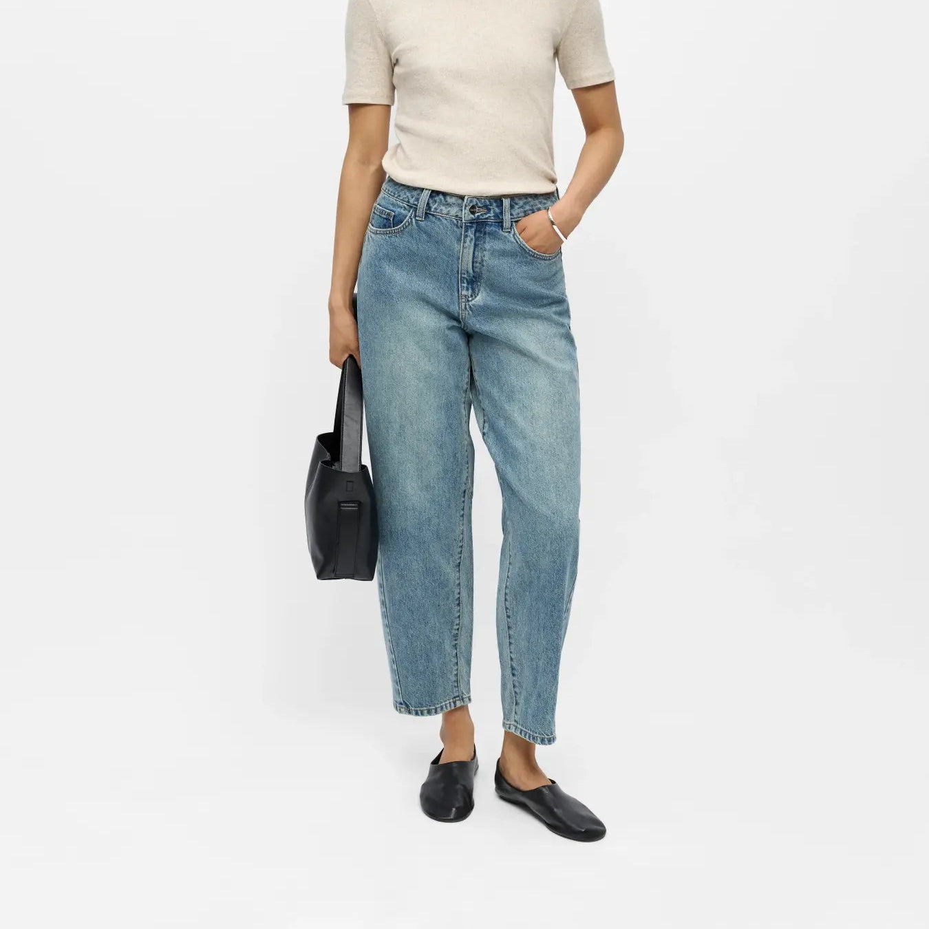 OBJMIU ZOE MW BARREL ANKLE JEANS NOOS